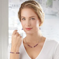 Amethyst-Kette mit Süßwasserperle
