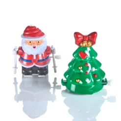 Aufziehspielzeug Weihnachtsmann auf Skiern