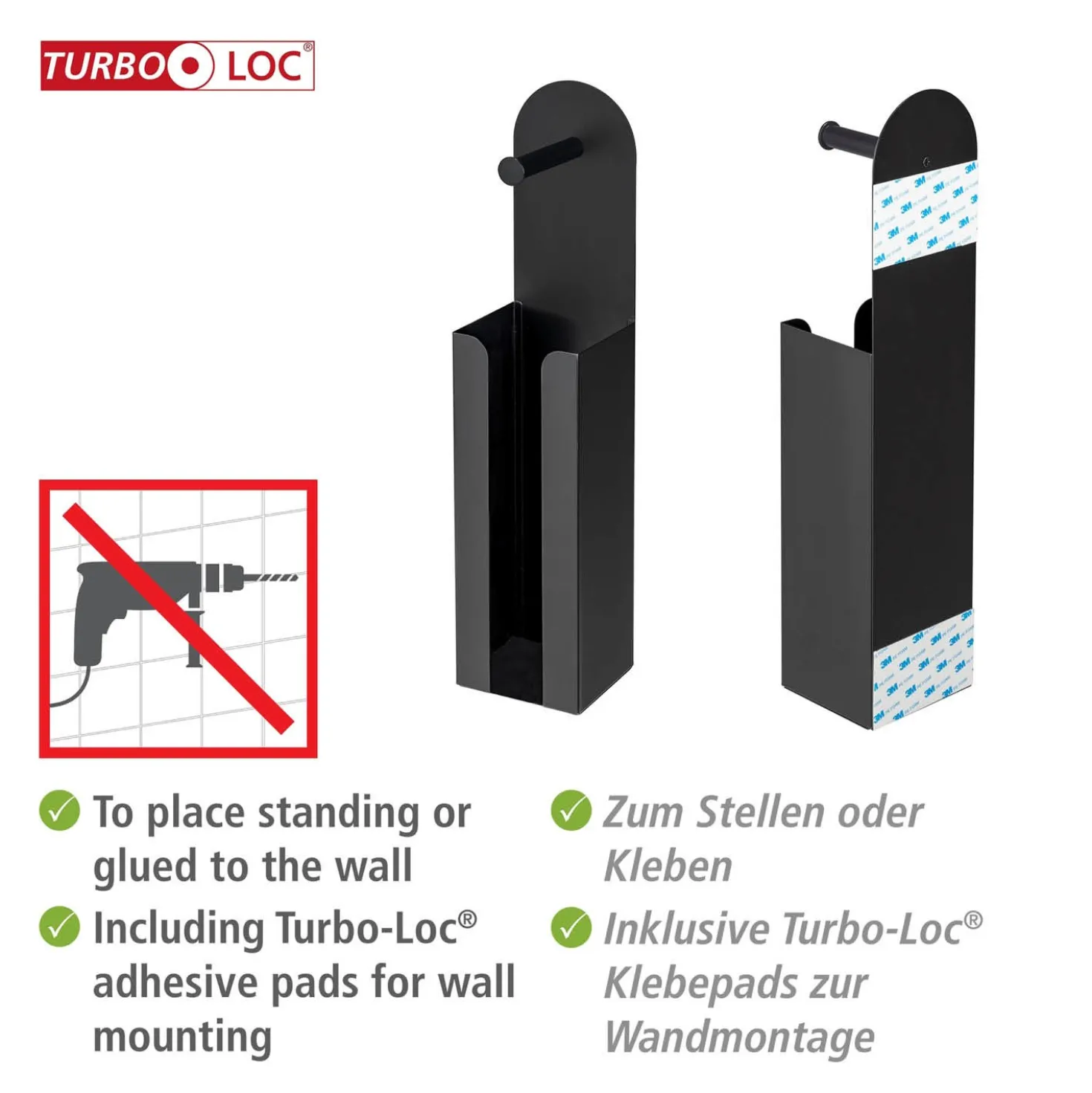 2-in-1 Toilettenpapierhalter „Agira“ Schwarz WENKO